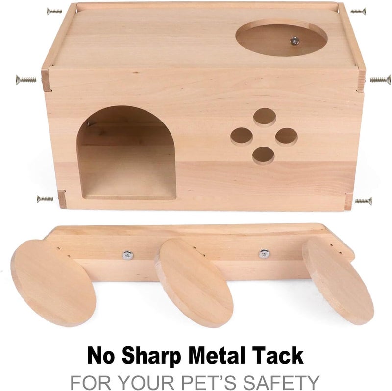 YKD Chinchilla Wooden House with Ladder - Small Animal Hideout for Squirrel or Sugar Gliders - Ventilated Wooden Chinchilla Hut Hideout with Multiple Doors - Image 5